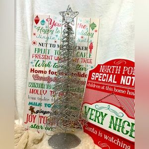 Holiday Christmas Tree Silver Swirls with gold ball and Star